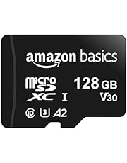 Amazon Basics - MicroSDXC Memory Card, 128GB, with SD Adapter, A2, U3, 100MB/s Max Read Speed, Black