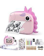 HiMont Instant Print, Digital Camera for Kids with Zero Ink Print Paper &amp; 32G TF Card, Selfie Video Camera with Color Pens &amp; Photo Clips for DIY, Gift for Girls Boys 3-14 Years Old (Pink)