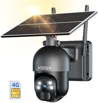 Xega 3G/4G LTE Security Camera No WiFi, 2K Super HD Solar Powered Wireless Outdoor 4G Security Camera, PIR Motion Sensor, ...