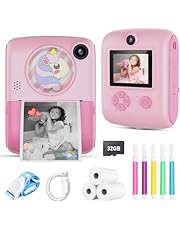 Kids Camera, Instant Print Camera for 3-12 Year Old Girls, Digital Selfie Camera for Kids, Children Camera Toys with 32GB Card 2.5K UHD, Christmas Birthday Gifts for Age 3 4 5 6 7 8 9 Years Old Girls