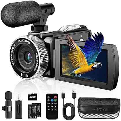 Vmotal 4K video camera, 48MP Photo/ 4K 60FPS Video Recorder, digital camcorder for vlogging Youtube,with 2 batteries/wirel...