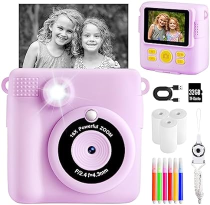 CHRERNA Kids Camera, Instant Camera for Kids with Print Photo Paper,1080P HD Kids Digital Camera with 32GB SD Card & Color...