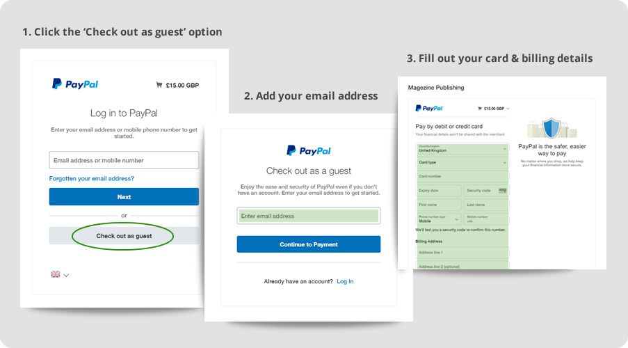 PayPal - Checking out as a guest